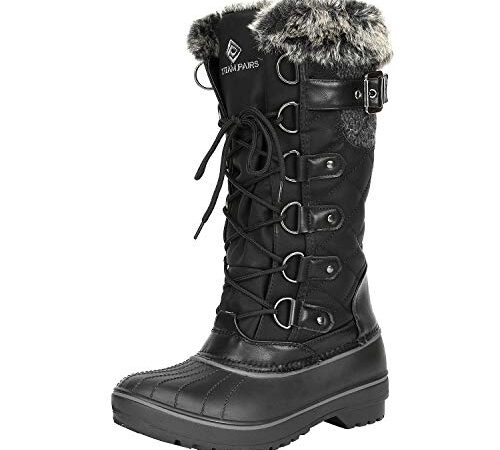 DREAM PAIRS Women's DP-Avalanche Black Faux Fur Lined Mid Calf Winter Snow Boots Size 8 M US