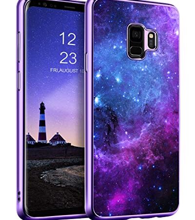 GUAGUA Galaxy S9 Case Samsung S9 Case Glow in The Dark Noctilucent Luminous Cover Space Nebula Slim Thin Shockproof Protective Phone Cases for Samsung Galaxy S9 Purple/Blue