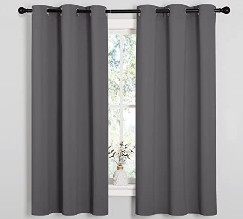 NICETOWN Thermal Insulated Grommet Blackout Curtains for Bedroom/Living Room/Kitchen Rideaux occultants (2 Panels, W42 x L63 -Inch,Grey)