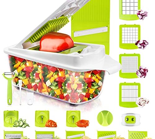 Vegetable Chopper and Slicer Dicer for Kitchen 23 PCS Veggie Slicer and Chopper Vegetable Cutter Cooking Accessories Gadget Stuff Salad Maker Dicing Machine Potato Fruit Chopper with Container