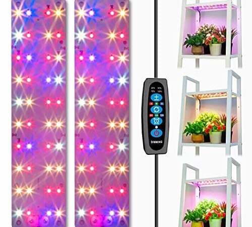 APLANT Grow Light, 12W Grow Lights for Indoor Plants with Adjustable Spectrums, 4 Dimming Levels, Shelf Plant Light with Timer 6h/10h/12h, Full Spectrum LED Grow Light Strip for Houseplants (2 panels)