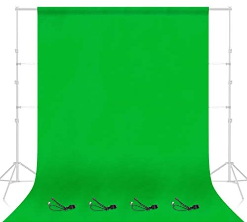 Emart 6 x 9 ft Photography Backdrop Background, Green Chromakey Muslin Background Screen for Photo Video Studio, 4 x Backdrop Clip