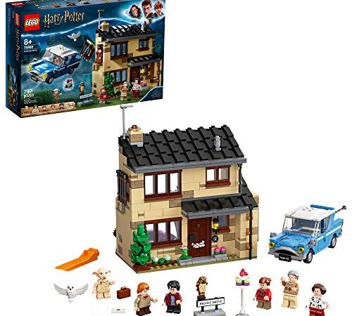 LEGO Harry Potter 4 Privet Drive 75968 House and Ford Anglia Flying Car Toy, Wizarding World Gifts for Kids, Girls & Boys with Harry Potter, Ron Weasley, Dursley Family, and Dobby Minifigures