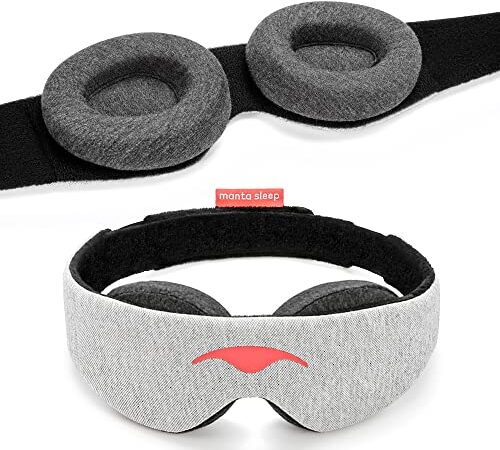 Manta Sleep Mask - 100% Blackout Eye Mask - Zero Eye Pressure - Adjustable Eye Cups - Guaranteed Deepest-Possible Rest - Perfect Sleeping Mask for Light Sleepers, Travelers, Midday Nappers