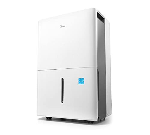 Midea 4,500 Sq. Ft. Energy Star Certified Dehumidifier With Reusable Air Filter 50 Pint 2019 DOE (Previously 70 Pint) - Ideal For Basements, Large & Medium Sized Rooms, And Bathrooms (White)