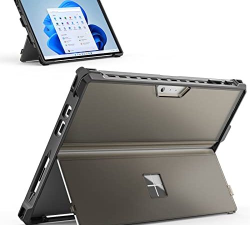 MoKo Case for Microsoft Surface Pro 7 Plus/Pro7/Pro 6/Pro 5/Pro 4/ LTE - All-in-One Rugged Cover Case with Pen Holder, Kickstand Protective Case, Compatible with Type Cover Keyboard, Frosted Black