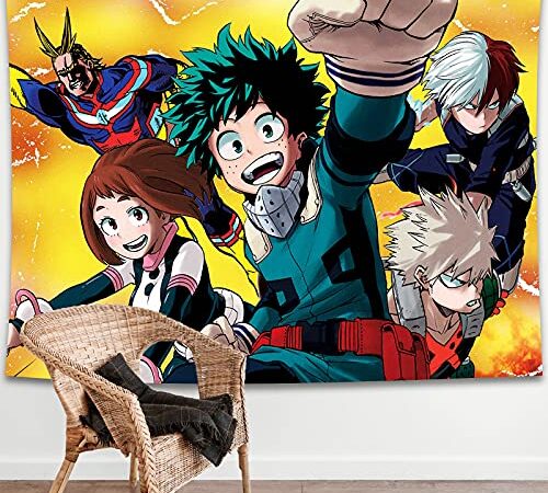 Sosolong Anime Tapestry My Hero Academia Poster Tapestry,Wall Hanging Decor for Bedroom Living Room (MY HERO ACADEMIA YELLOW, 200CM*150CM)