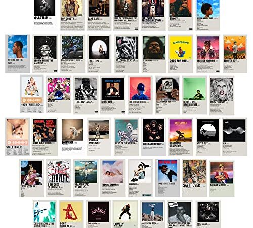 50 PCS Album Cover Posters, Album Cover Posters Collage Kit ,Room Decor Aesthetic for Teen Girls, Dorm Music Trendy Wall Art, Wall Collage Kit Aesthetic Pictures,Wall Collage Kit Aesthetic Pictures