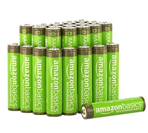 Amazon Basics 24 Pack AAA Performance-Capacity 800 mAh Rechargeable Batteries, Pre-Charged, can be recharged 1,000 times