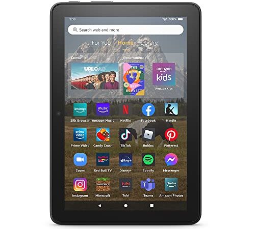 Amazon Fire HD 8 tablet, 8” HD Display, 32 GB, 30% faster processor, designed for portable entertainment, (2022 release), Black