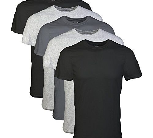 Gildan Men's Crew T-Shirts, Multipack, Style G1100, Black/Sport Grey/Charcoal (5-Pack), X-Large