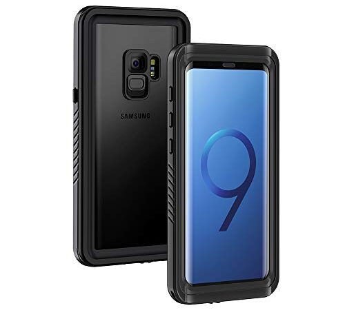 Lanhiem Galaxy S9 Case, IP68 Waterproof Dustproof Shockproof Case with Built-in Screen Protector, Full Body Sealed Underwater Protective Cover for Samsung Galaxy S9 (Black)