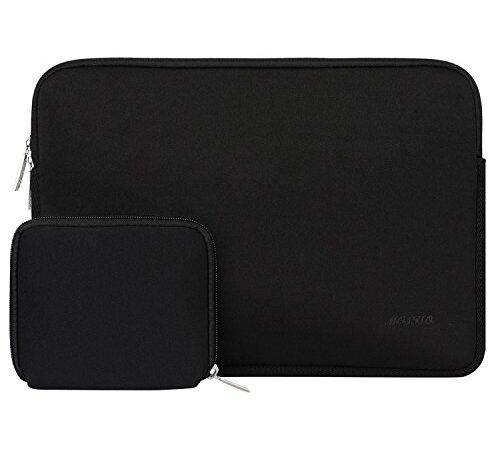 MOSISO Laptop Sleeve Compatible with MacBook Pro 14 inch 2023-2021 A2779 M2 A2442 M1, Compatible with MacBook Air/Pro, 13-13.3 inch Notebook Computer, Neoprene Bag with Small Case,Black