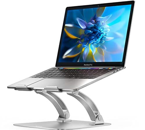 Nulaxy Laptop Stand, Ergonomic Height Angle Adjustable Laptop Riser Holder Compatible with MacBook, Air, Pro, Dell XPS, Samsung, Alienware All Laptops 11-17", Supports Up to 22 Lbs-Silver