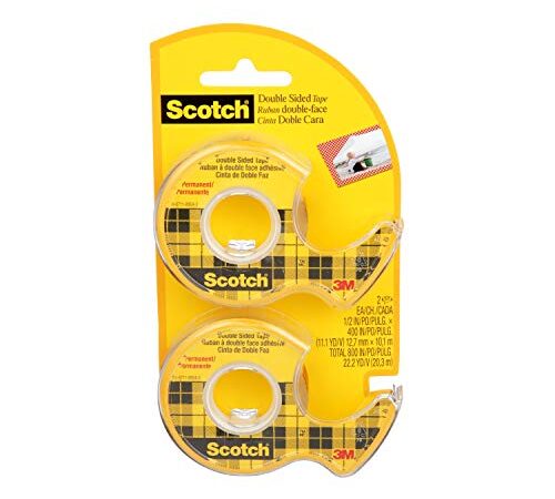 Scotch Tape Double Sided Tape, 12.7mm Wide x 10M, 2 Rolls in Dispenser