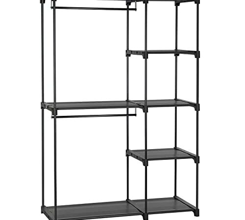 SONGMICS Freestanding Closet Organizer, Portable Wardrobe, Clothes Rack, Stable, Black URYG24BK