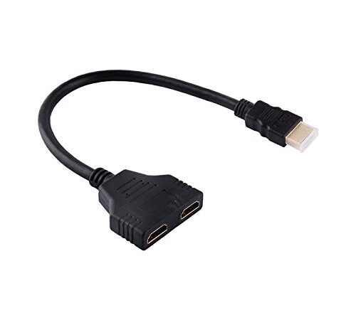 Splitter Adapter Cable, 1080P HDMI Male to Dual HDMI Female 1 to 2 Way for HDTV, DVD Players/P/STB and Most LCD Projectors