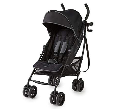 Summer 3Dlite+ Convenience Stroller, Matte Black € Lightweight Umbrella Stroller with Oversized Canopy, Extra-Large Storage and Compact Fold