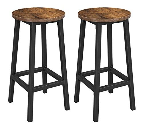 VASAGLE Bar Stools, Set of 2 Bar Chairs, Steel Frame，for Kitchen Dining, Industrial Design ULBC32X