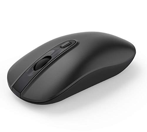 Wireless Computer Mouse, cimetech 2.4G Slim Cordless Mouse Less Noise for Laptop Ergonomic Optical with Nano Receiver USB Mouse for Laptop, Deskbtop, MacBook (BAT Black)