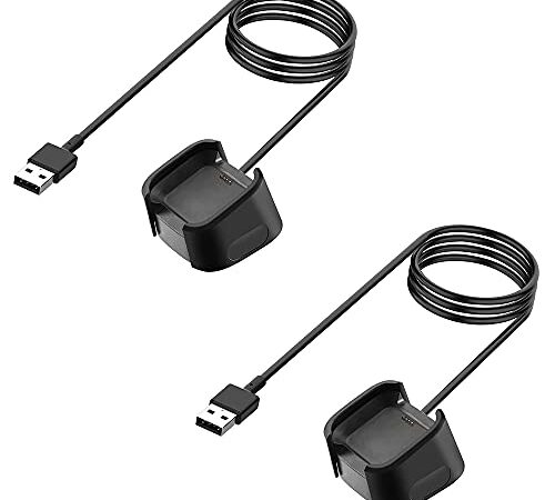 AWINNER Charger Compatible with Fitbit Versa 2 (Not for Versa/Versa Lite), Replacement USB Charging Cable Dock Stand for Versa 2 Health & Fitness Smartwatch, 3Ft Sturdy Power Cord (2-Pack)