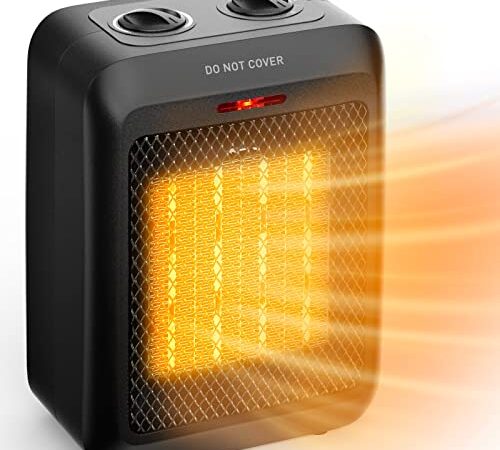 Ceramic Space Heater, 750W/1500W ETL Listed Electric Heater with Adjustable Thermostat, Overheats and Tip-Over Protection for Office Home