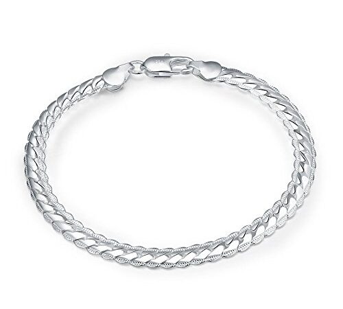 Cutesmile Fashion Jewelry 925 Sterling Silver 5mm Sideways Snake Bracelet for Women Girls