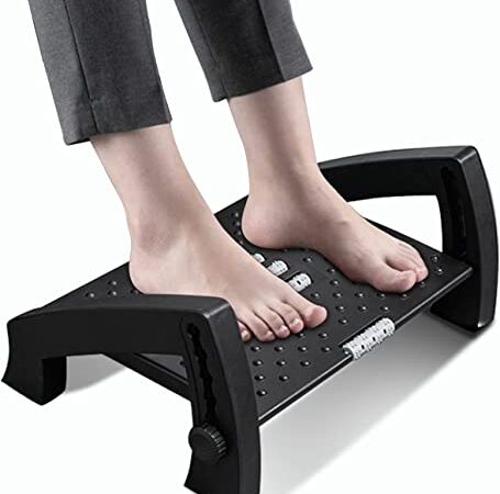 Foot Rest, Office Foot Rest for Under Desk at Work with Massage Surface, Adjustable Desk Foot Rest for 6 Heights, Ergonomic Under Desk Footrest for Relieving Leg Pressure and Promote Leg Circulation