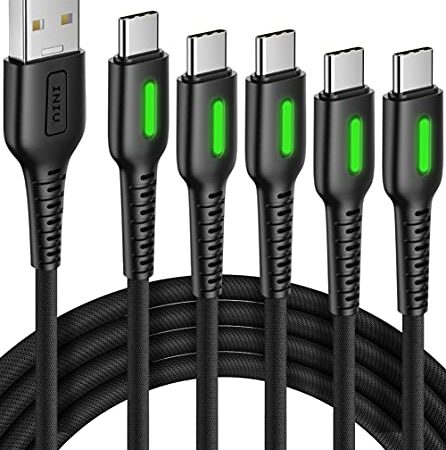 INIU USB C Cable, 【5 Pack】 3.1A QC3.0 Fast Charge USB Type C Charging Cord,(3.3+3.3+6+6+10ft) Nylon Braided Data Cable USB A to C Charger for Samsung S21 S20 S10 Note 10 9 LG Google Pixel OnePlus etc