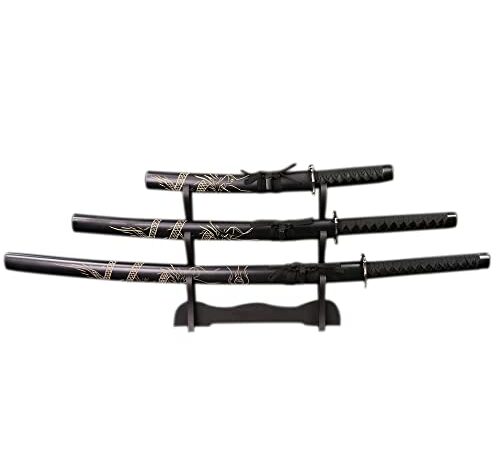 IUWEN Handmade Katana Japanese Samurai Sword,Katana Samurai Sword Set, 3 Piece Handmade Knives, Anime Swords, Hand Forged, Razor Sharp Knives