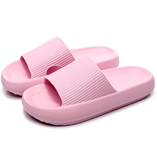 Pillow Slides Slippers for Women and Men,Quick Drying EVA Open Soft Massage Slippers,Non-Slip Soft Shower Spa Bath Pool Gym Beach House Cloud Cushion Slide Sandals Indoor & Outdoor