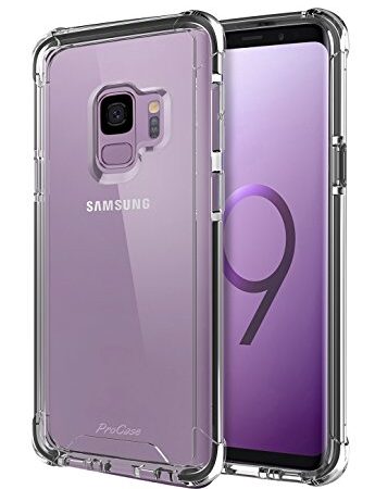 Samsung Galaxy S9 Case, ProCase Slim Hybrid Crystal Clear Cover Protective Case for New Samsung Galaxy S9 SM-G960F (2018 Release) -Black Frame