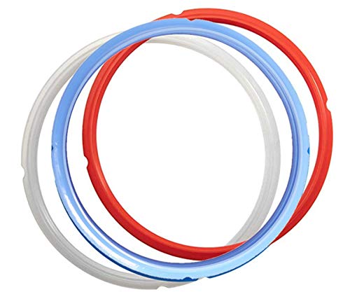 Sealing Ring,Pack of 3 Silicone Sealing Rings for Instant Pot 6 Quart, BPA-Free Food Grade Rubber Sealer,Insta Pot Accessories Fit IP-DUO60, IP-LUX60, Smart-60 and IP-CSG60 (Red,Blue,White) (6qt)