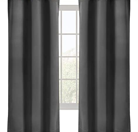 Utopia Bedding Grey Blackout Curtains Grommet 2 Panels [42W x 63L Inches], Thermal and Sound Insulated Drapes for Bedroom and Living Room